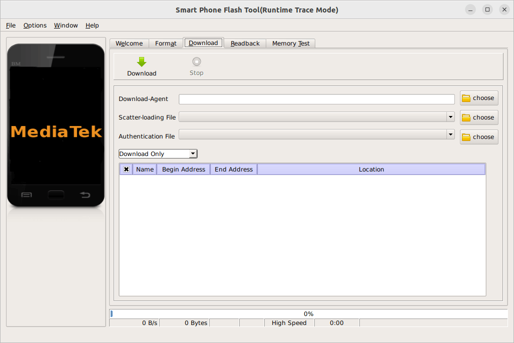 SP Flash Tool v5.1752 for Linux Preview
